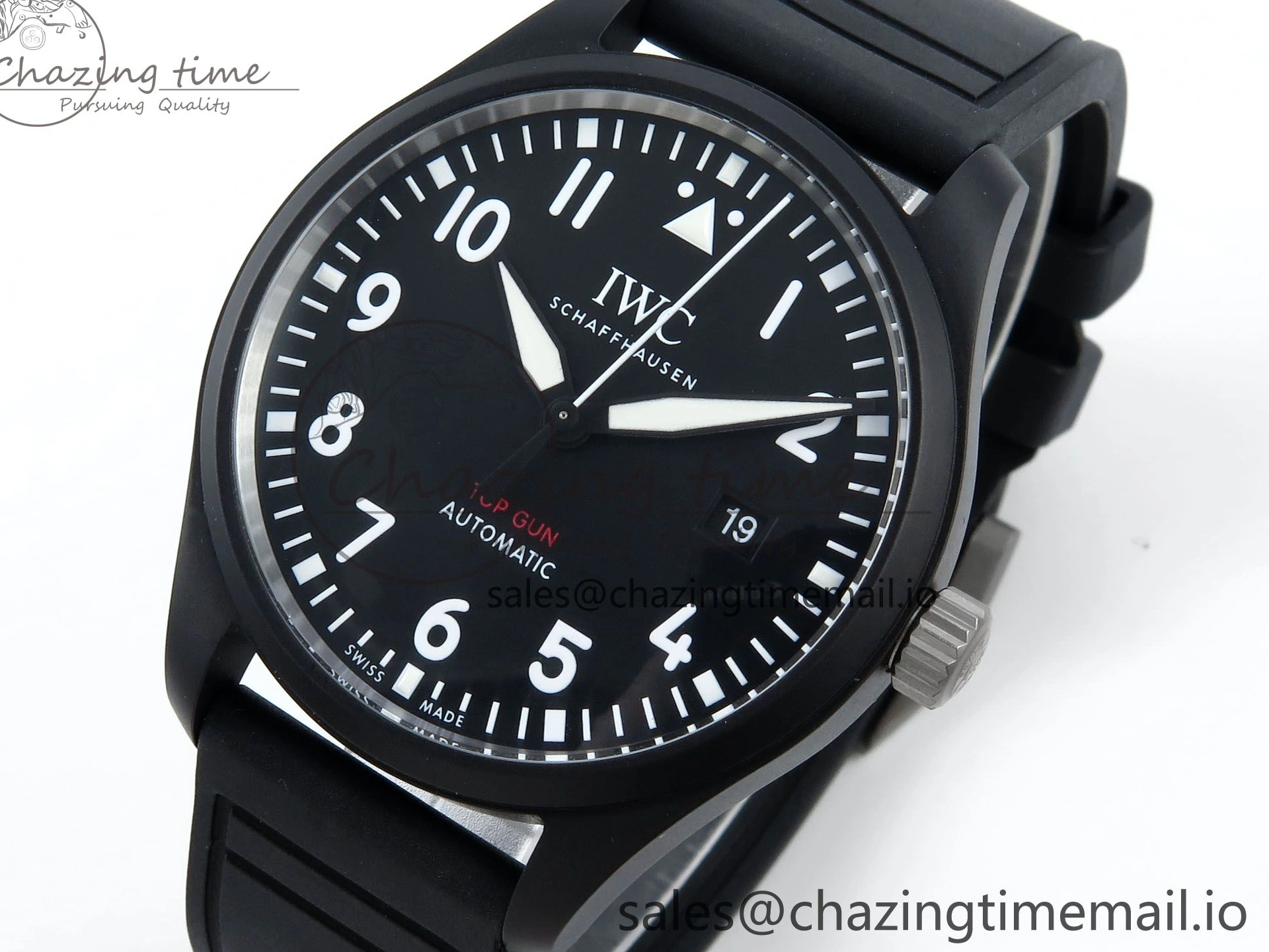 MIROTIME 0402 Pilot Top Gun IW326901 M+F 1:1 Best Edition Black Dial on Black Rubber Strap A SportInspired 6999